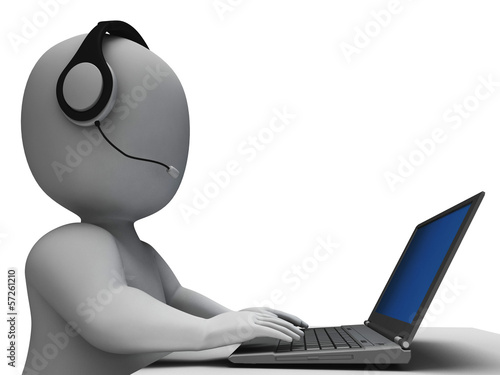 Illustration: Helpdesk Hotline Operator Shows Call Center Helpdesk Hotline Operator Shows Call Center