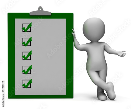 Illustration: Checklist Clipboard Shows Test Or Survey Checklist Clipboard Shows Test Or Survey