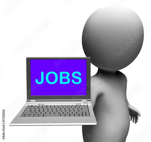 Illustration: Jobs On Laptop Shows Unemployment Employment Or Hiring Online Jobs On Laptop Shows Unemployment Employment Or Hiring Online