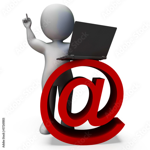 Illustration: Email Sign And Laptop Shows Correspondence Email Sign And Laptop Shows Correspondence