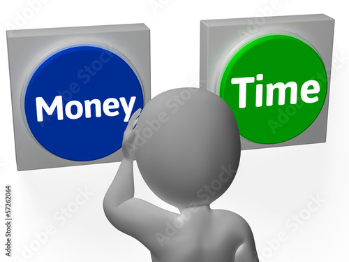 Illustration: Money Time Buttons Show Prosperity Or Income Money Time Buttons Show Prosperity Or Income