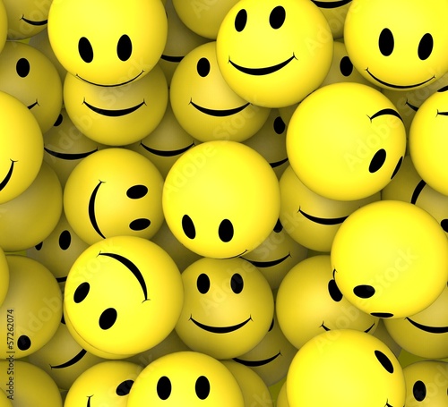 Illustration: Smileys Showing Happy Cheerful Faces Smileys Showing Happy Cheerful Faces
