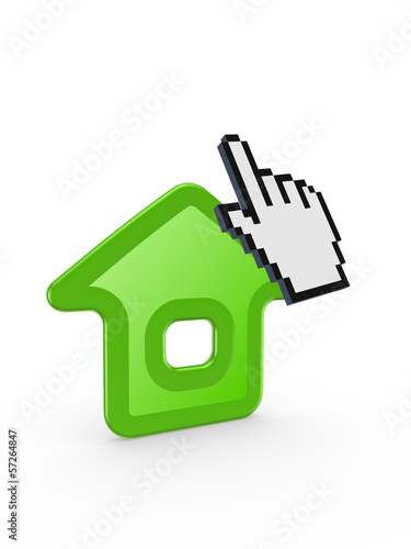 Illustration: Cursor and home icon. Cursor and home icon.
