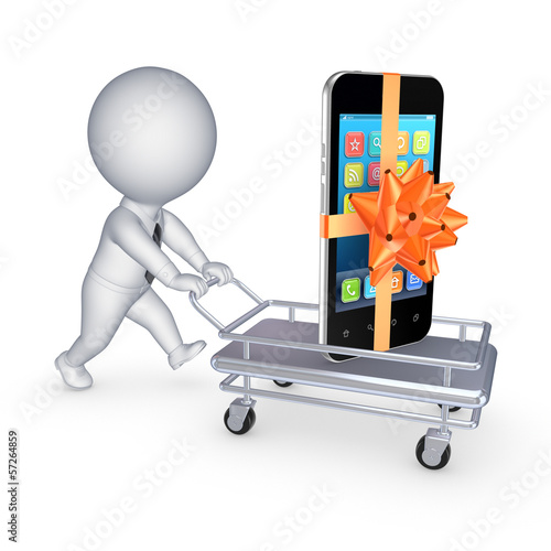 Illustration: Mobile phone on a pushcart. Mobile phone on a pushcart.