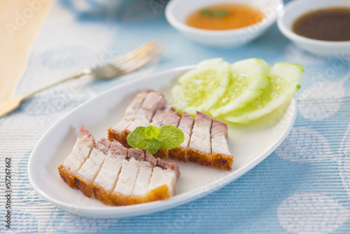 Photo: chinese roast pork belly with sauce chinese roast pork belly with sauce