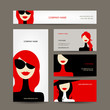 Business cards design with women faces Business cards design with women faces