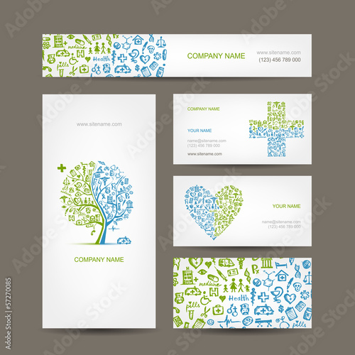 Vector: Business cards with medical objects for your design Business cards with medical objects for your design