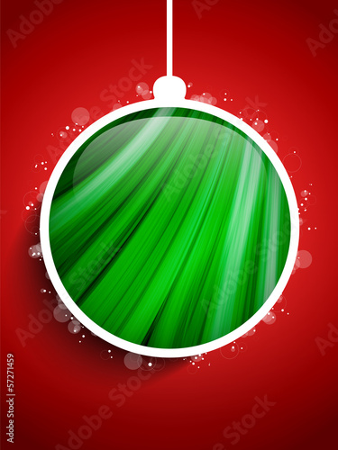 Vector: Merry Christmas Happy New Year Ball on Red Background Merry Christmas Happy New Year Ball on Red Background