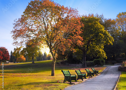 Photo: Bench in the autumn park Bench in the autumn park
