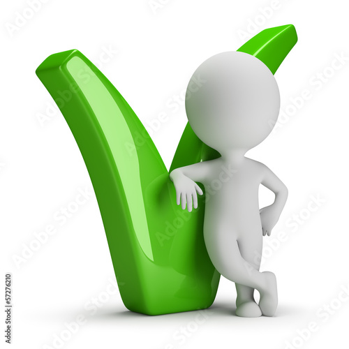 Illustration: 3d small people - leaned on a tick 3d small people - leaned on a tick