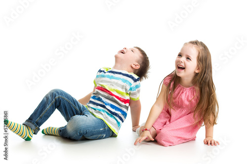 Photo: kids boy and girl looking up kids boy and girl looking up