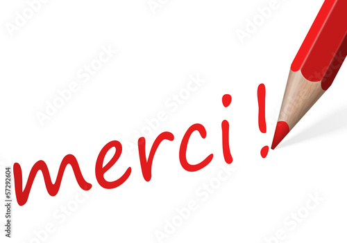Vector: Stift mit Text " merci! " Stift mit Text " merci! "