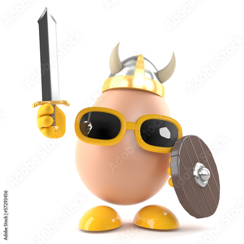 Illustration: Viking Egg raises his sword Viking Egg raises his sword