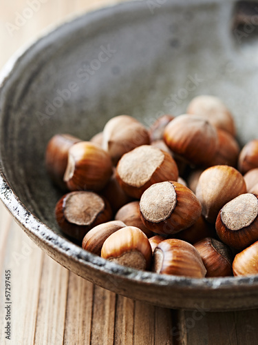 Photo: Hazelnuts in an old ceramic dish Hazelnuts in an old ceramic dish