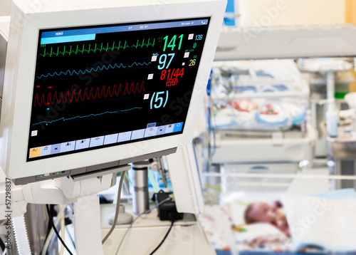 Photo: Patients monitor in neonatal ICU Patients monitor in neonatal ICU