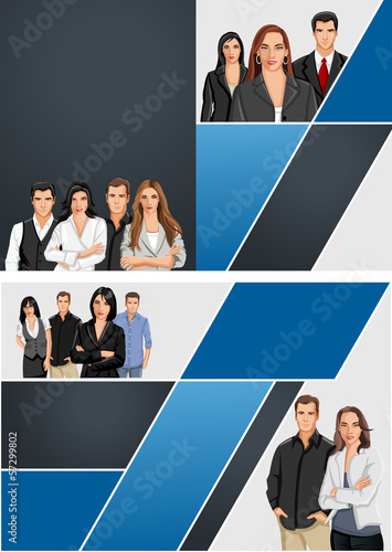 Vector: Blue template for advertising brochure with business people Blue template for advertising brochure with business people