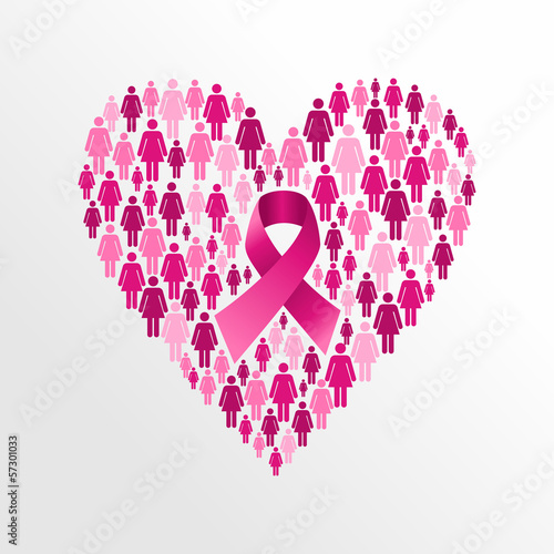 Vector: Breast cancer awareness ribbon women heart shape. Breast cancer awareness ribbon women heart shape.