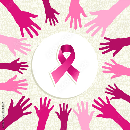 Vector: Breast cancer awareness ribbon women hands vector file. Breast cancer awareness ribbon women hands vector file.