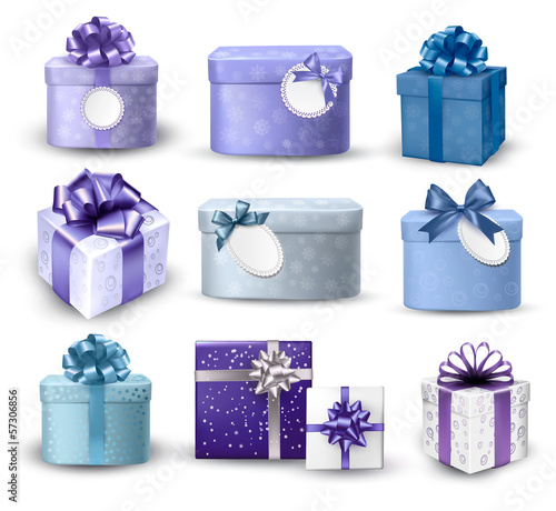 Vector: Set of colorful gift boxes with bows and ribbons. Vector illustr Set of colorful gift boxes with bows and ribbons. Vector illustr