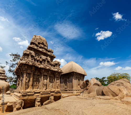 Photo: Five Rathas. Mahabalipuram, Tamil Nadu, South India Five Rathas. Mahabalipuram, Tamil Nadu, South India