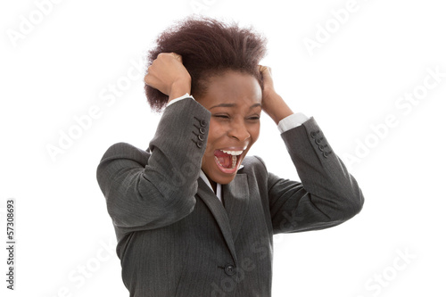 Photo: Schreiende afrikanische farbige Frau - Angst, Panik, Wut Schreiende afrikanische farbige Frau - Angst, Panik, Wut