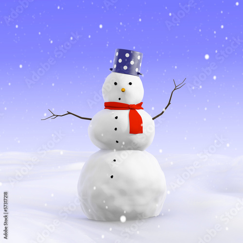 Illustration: 3d Simple worried snowman 3d Simple worried snowman