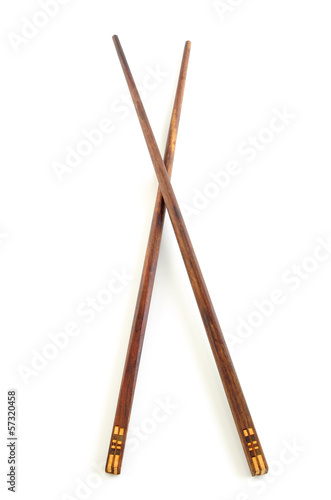 Photo: Wooden chopsticks, isolated on white background. Wooden chopsticks, isolated on white background.