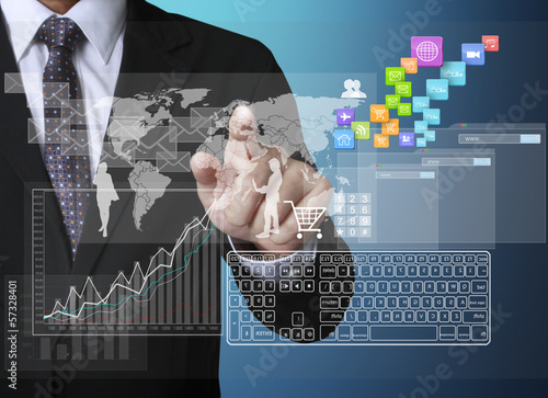 Photo: financial symbols coming from hand financial symbols coming from hand