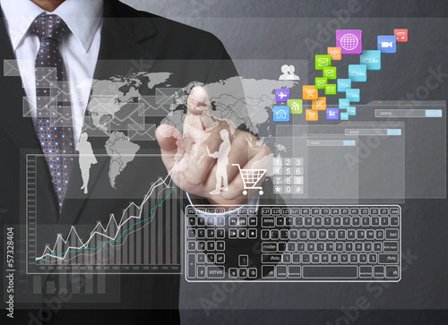 Photo: financial symbols coming from hand financial symbols coming from hand