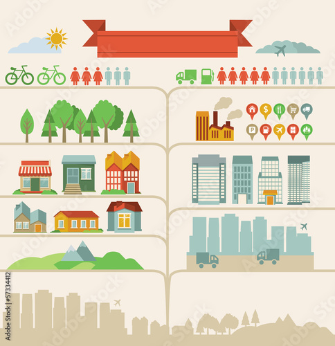 Vector: Vector design elements for infographics about city and village Vector design elements for infographics about city and village