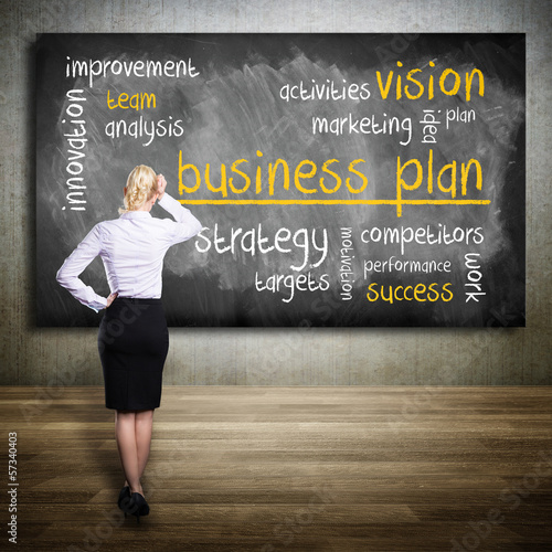 Photo: woman thinking about a business plan woman thinking about a business plan