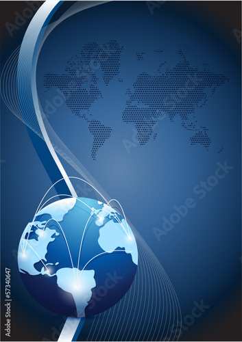 Illustration: business globe network over a wave illustration business globe network over a wave illustration