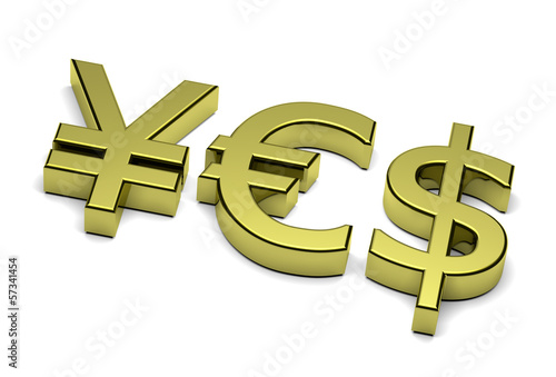 Illustration: 3D Currency Sign Yes Text 3D Currency Sign Yes Text