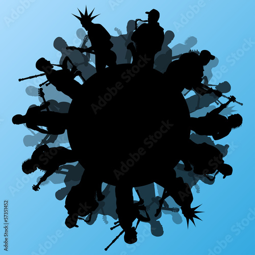 Vector: Rock concert various musicians abstract landscape background ill Rock concert various musicians abstract landscape background ill