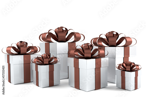 Illustration: Geschenke mit brauner Schleife Geschenke mit brauner Schleife