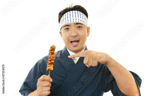 Photo: 笑顔の焼き鳥屋の主人 笑顔の焼き鳥屋の主人