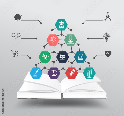 Vector: Vector book with chemistry and science icon education concept Vector book with chemistry and science icon education concept