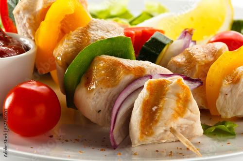 Photo: Grilled meat and vegetables Grilled meat and vegetables