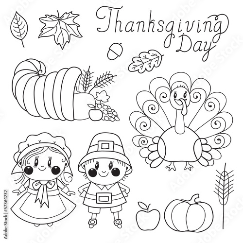 Vector: Thanksgiving Day. Set of elements for design. Thanksgiving Day. Set of elements for design.