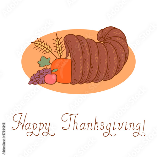 Vector: Thanksgiving Day. Cornucopia. Vector Illustration. Thanksgiving Day. Cornucopia. Vector Illustration.