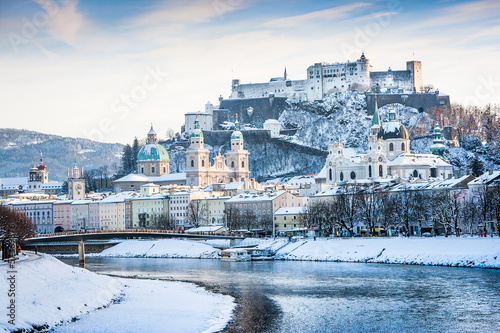 Photo: Salzburg skyline with river Salzach in winter, Austria Salzburg skyline with river Salzach in winter, Austria
