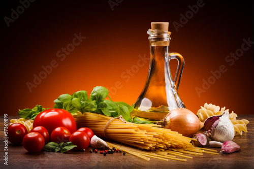 Photo: Pasta and fresh vegetables Pasta and fresh vegetables