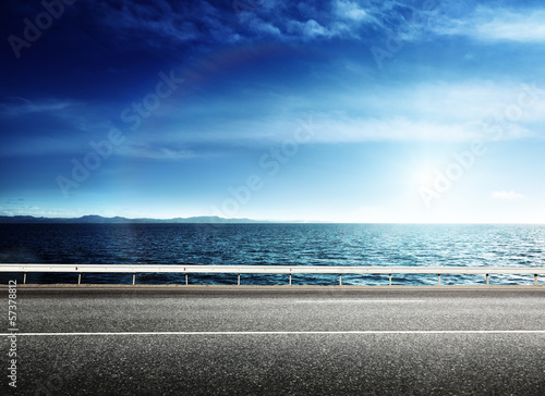 Photo: asphalt road and sea asphalt road and sea