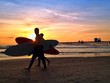 Surfers Sunset Oceanside Pier Beach San Diego California USA Surfers Sunset Oceanside Pier Beach San Diego California USA