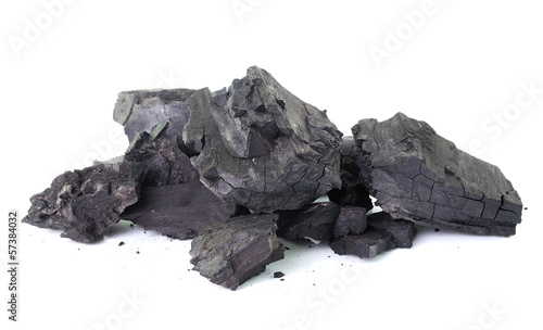 Photo: Coal on white background Coal on white background