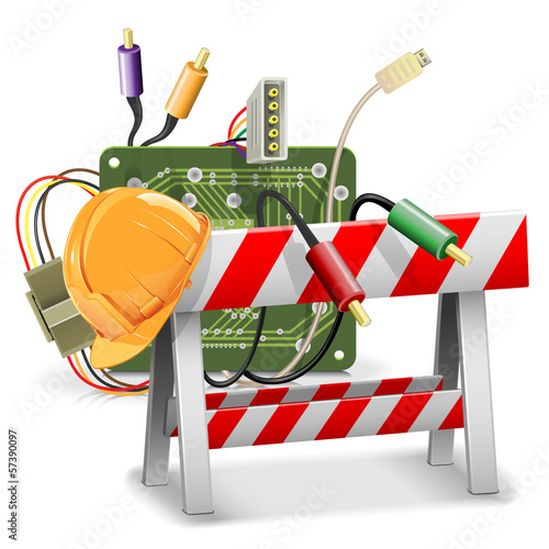 Vector: Vector Under Construction Concept with Barrier Vector Under Construction Concept with Barrier
