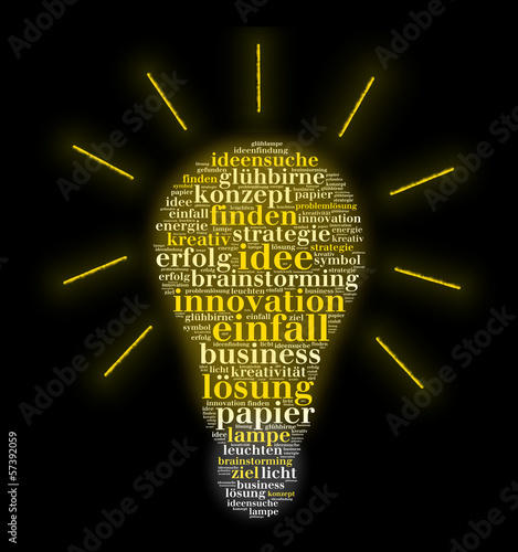 Illustration: Idee - Lampenform als Wordcloud Idee - Lampenform als Wordcloud