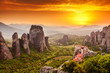 Meteora Roussanou Monastery at sunset, Greece Meteora Roussanou Monastery at sunset, Greece