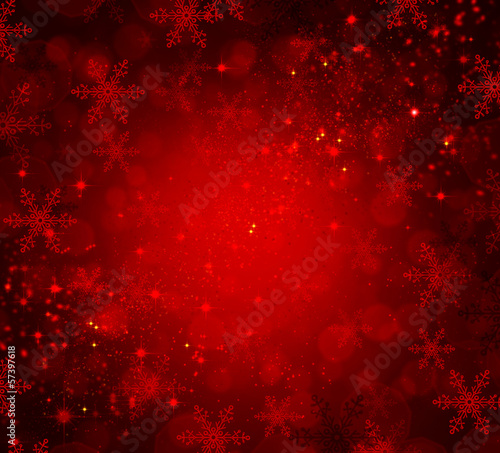 Photo: Red Holiday Christmas Background with Snowflakes and Stars Red Holiday Christmas Background with Snowflakes and Stars