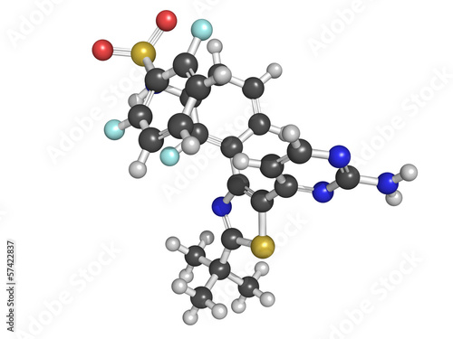 Illustration: Dabrafenib melanoma cancer drug chemical structure. Dabrafenib melanoma cancer drug chemical structure.